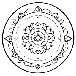 Intricate Black and White Mandala Inspired Floral Design with Paisley Motifs