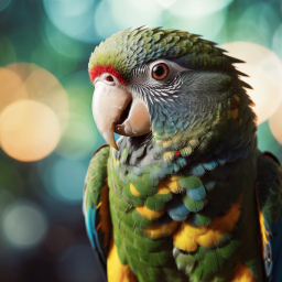 Vibrant Parrot Showcasing Stunning Green, Blue, Yellow, and Red Plumage