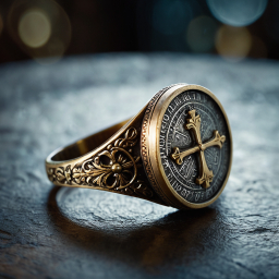 Medieval Compass Rose Ring: A Symbol of Navigation and Exploration in Intricate Design