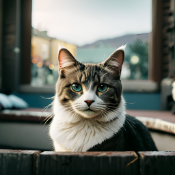 Striking Blue-Eyed Tabby Cat Captured in a Candid Moment Indoors