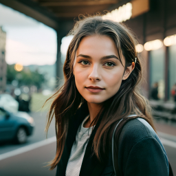 Woman in Black Blazer Walking Through Urban Park at Dusk