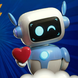 Friendly Cartoon Robot Holding a Red Heart Symbolizing Love and Technology