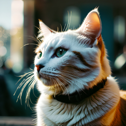 Striking Tabby Cat with Distinctive "M" Markings and Green Eyes in Natural Light