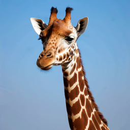 Majestic Giraffe Standing Tall Against a Clear Blue Sky