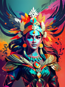 Vibrant Heritage: A Stylized Portrait Celebrating Indigenous Culture and Ceremonial Splendor