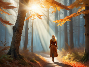 Solitary Walk Through a Sunlit Autumn Forest Path