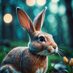 Curious Bunny Rabbit Amid Soft Glowing Lights
