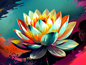 Radiant Lotus: A Vibrant Fusion of Nature and Abstract Energy