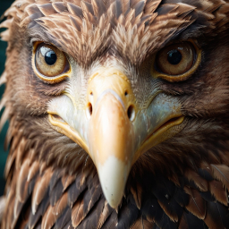 Majestic Close-Up of an Eagle's Head Highlighting Its Powerful Features and Feather Details