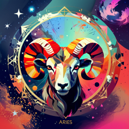 Vibrant Cosmic Aries: Artistic Representation of the Zodiac Ram