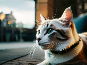 Majestic Long-Haired Tabby Cat Posing Outdoors at Twilight