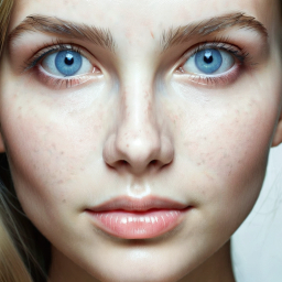 Striking Blue Eyes and Freckles: A Close-Up Portrait from Above