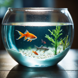 A Serene Indoor Aquarium with Goldfish and Lush Aquatic Plants