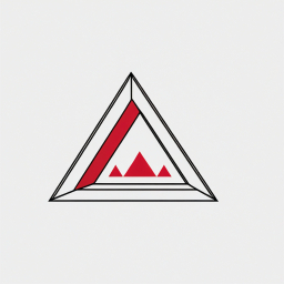 Abstract Geometric Logo Featuring Three Red Triangles Within an Equilateral Triangle Border