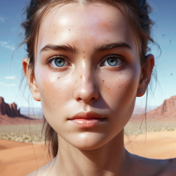 Lifelike Animated Female Character Amid Monument Valley Desert Landscape