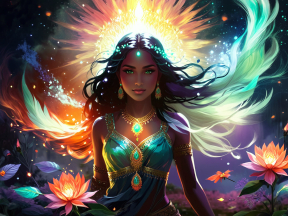 Ethereal Duality: Mystical South Asian Goddess Amidst Lotus Waters