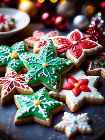 Festive Christmas Sugar Cookies Decorated with Colorful Icing and Holiday Decorations