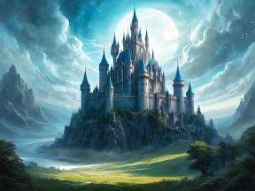 Enchanted Moonlit Castle: A Mystical Fantasy Realm on the Cliffside