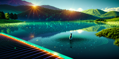 Enchanted Reflections: A Mystical Encounter by the Water's Edge