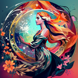 Radiant Muse: A Vibrant Fusion of Floral and Celestial Energy