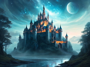 Moonlit Enchantment: The Mystical Castle on the Rock