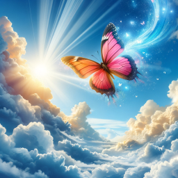 Radiant Flight: A Fantastical Butterfly Soars Through a Luminous Dreamscape
