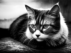 Majestic Long-Haired Cat with Distinctive Markings in Natural Outdoor Light