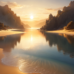 Tranquil Sunset Over Rugged Cliffs and Reflective Waters