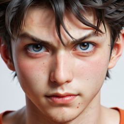 Portrait of a Young Man with Blue Eyes and Soft Lighting
