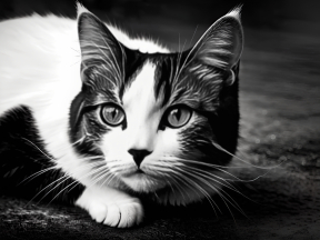 Surreal Close-Up of a Cat with Enhanced Colors and Intense Gaze