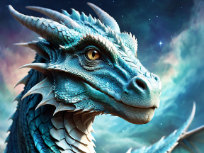 Mystical Blue Dragon Amidst a Starry Celestial Backdrop: A Fantasy Artwork