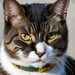 Majestic Adult Cat with Striking Green Eyes and Unique Striped-Spotted Coat
