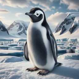 Majestic Penguin Amidst the Icy Antarctic Landscape