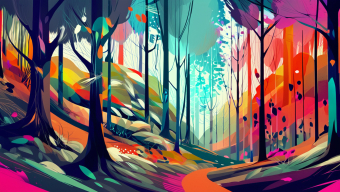 Autumn Glow: A Vibrant Forest Path by the Stream