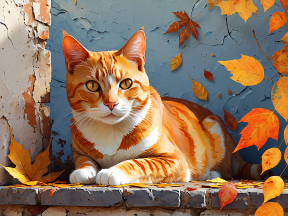 Whiskered Wanderer: A Surreal Blend of Cat and Human in Autumn