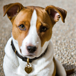 Portrait of a Mixed-Breed Dog with Distinctive Brown, Black, and White Fur