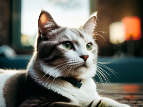 Curious Cat Bathed in Sunlight by a Cozy Window