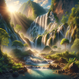 Enchanted Waterfall Forest: A Lush, Misty Fantasy Landscape