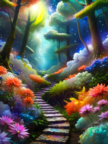 Enchanted Pathway: A Journey Through a Vibrant Fantasy Forest