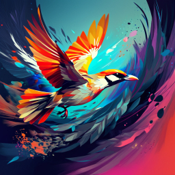 Vibrant Flight: An Artistic Celebration of a Stylized Bird in Motion