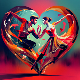 Passionate Tango Dance Within a Vibrant Heart: A Romantic Celebration of Movement and Elegance