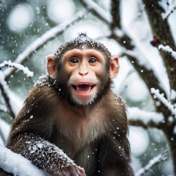 Curious Snow Monkey Captured in a Rare Winter Moment