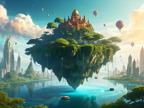 Floating Castle Island: A Dreamlike Realm of Adventure and Wonder