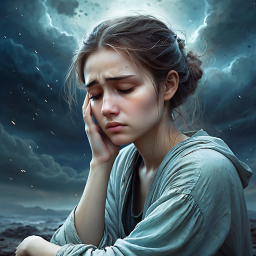 Storm Within: A Portrait of Contemplation and Sorrow