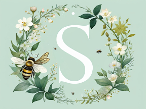 Intricate Floral "S" Design with Bee Accent: A Nature-Inspired Decorative Logo