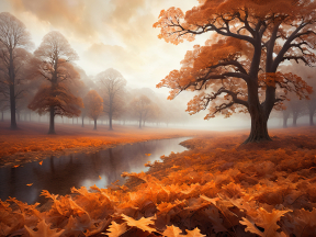 Tranquil Autumn Woodland at Dawn: A Reflection of Nature's Quiet Beauty