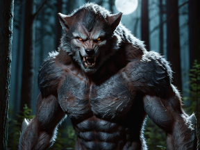 Fierce Werewolf Howling Under Moonlit Forest