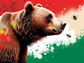 Vibrant Bear and Bees: A Dynamic Fusion of Wildlife and Abstract Nature