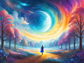 Moonlit Reverie: A Dreamscape of Cherry Blossoms and Cosmic Wonders