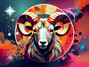 Vibrant Cosmic Aries: A Modern Zodiac Ram Illustration